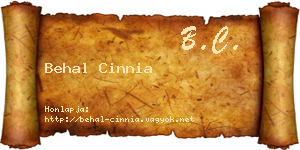 Behal Cinnia névjegykártya